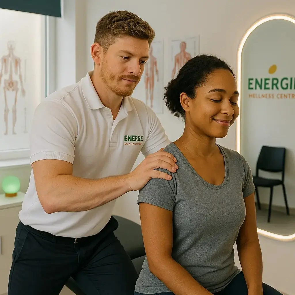 Professional physiotherapy treatment session at Energie Wellness Centre